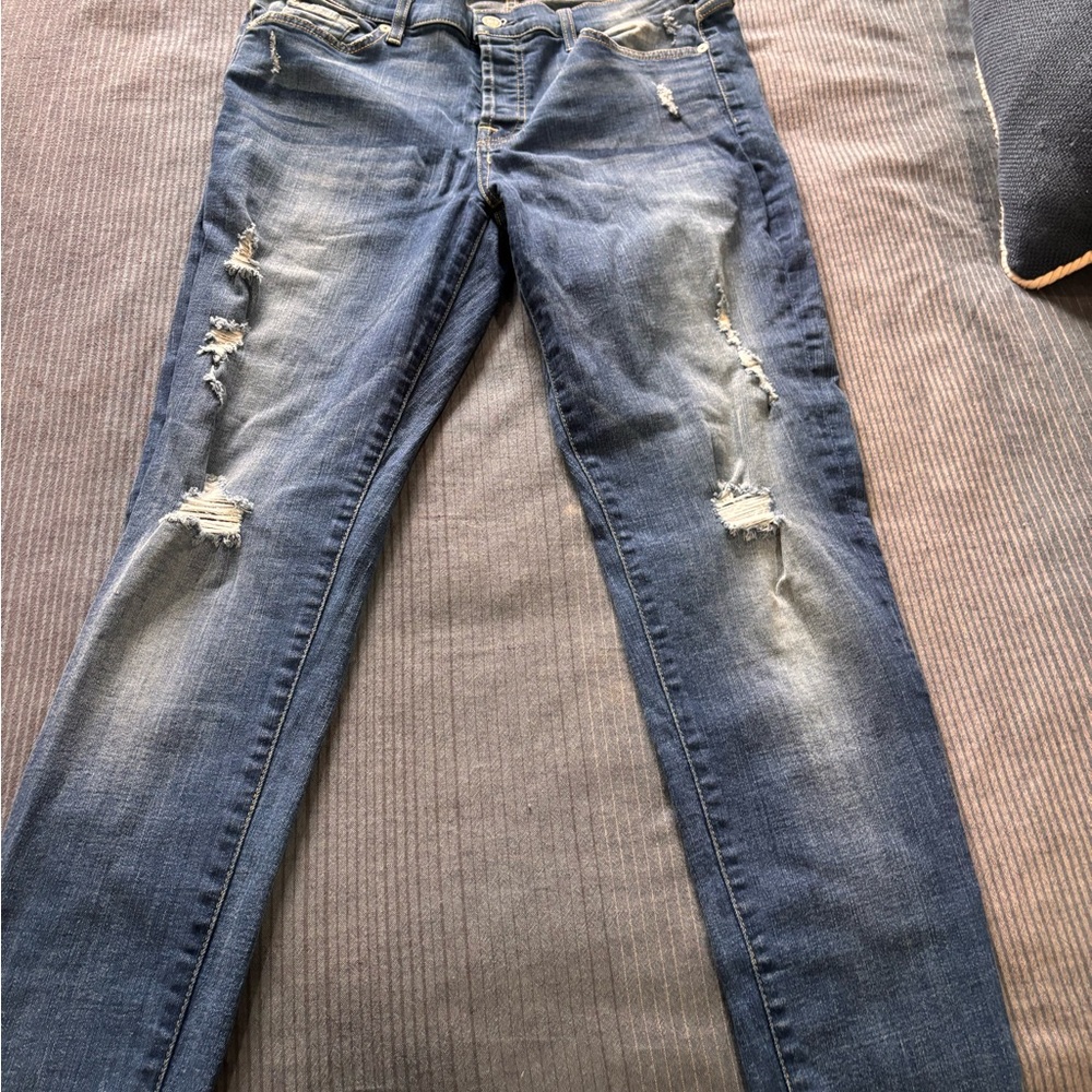 7 For All Mankind Distressed Ripped Jeans